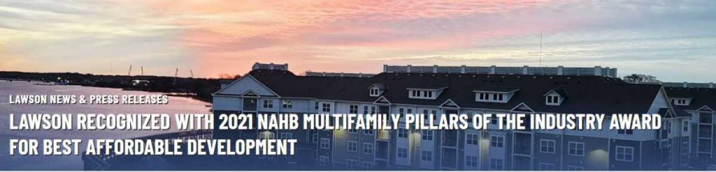 Lawson Recognized with 2021 NAHB Multifamily Pillars of the Industry Award for Best Affordable Development