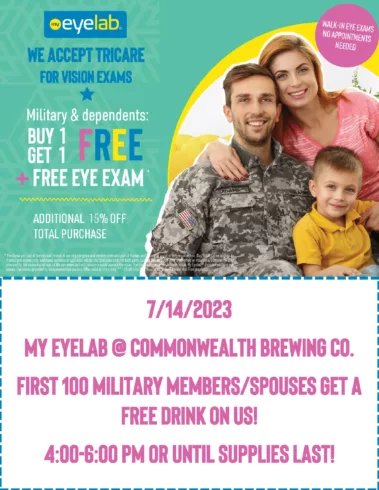 Buy 1 Get 1 Free + Free Eye Exam for Military & Dependents