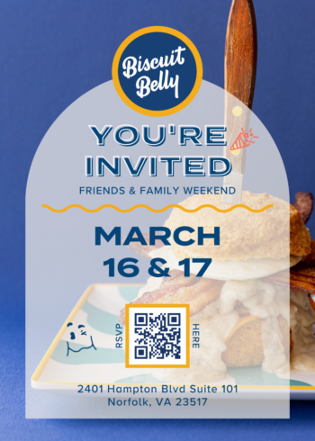 Join Biscuit Belly for Friends & Family Weekend!