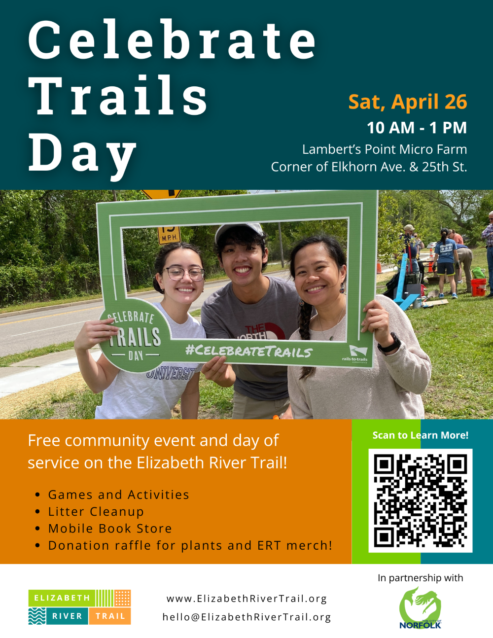 title:Celebrate Trails Day April 26 on the Elizabeth River Trail Celebrate Trails Day April 26 on the Elizabeth River Trail