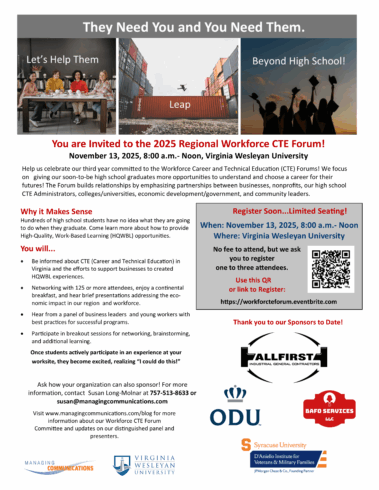 Managing Communications Consulting is Excited to Announce the 2025 Regional Workforce CTE Forum!